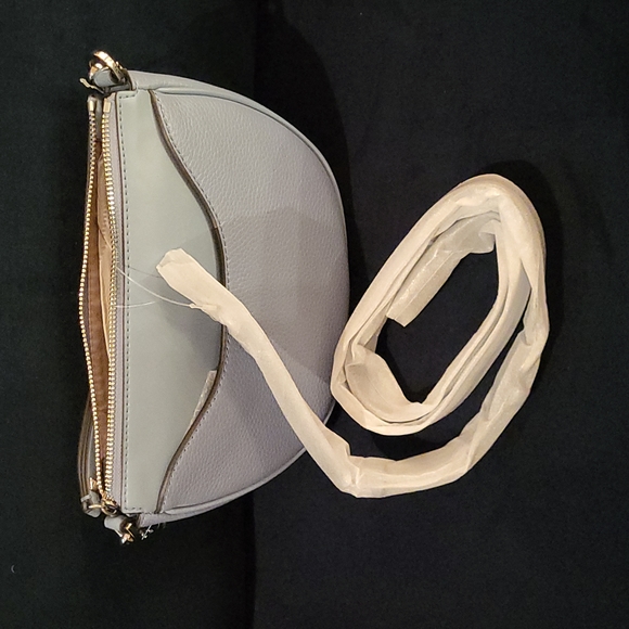 NWT Michael Kors Dover Half Moon Leather Shoulder Bag Chambray/Silver Or… - Picture 3 of 3